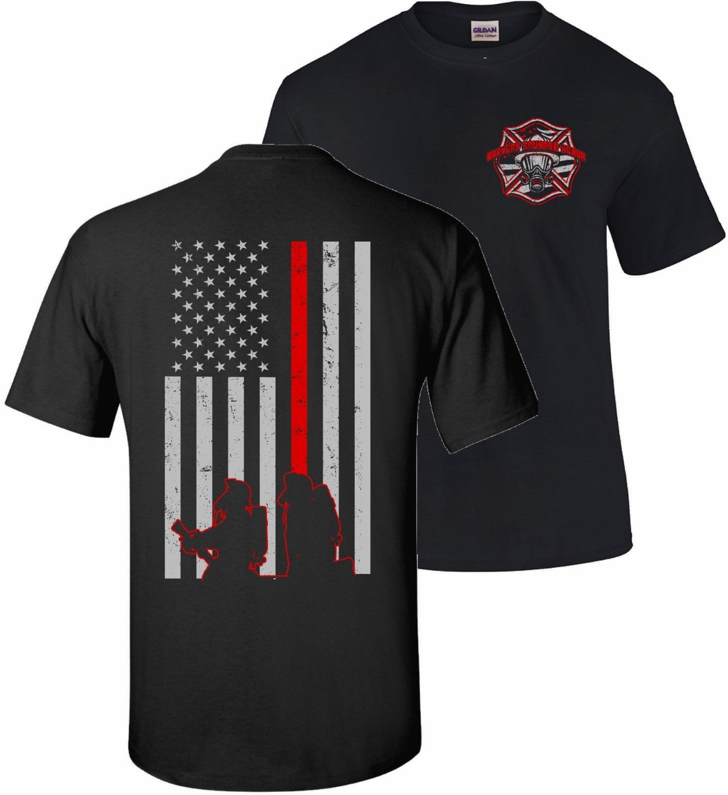 Line Flag Support Firefighter Fire Department T Shirt Tee In T Shirts