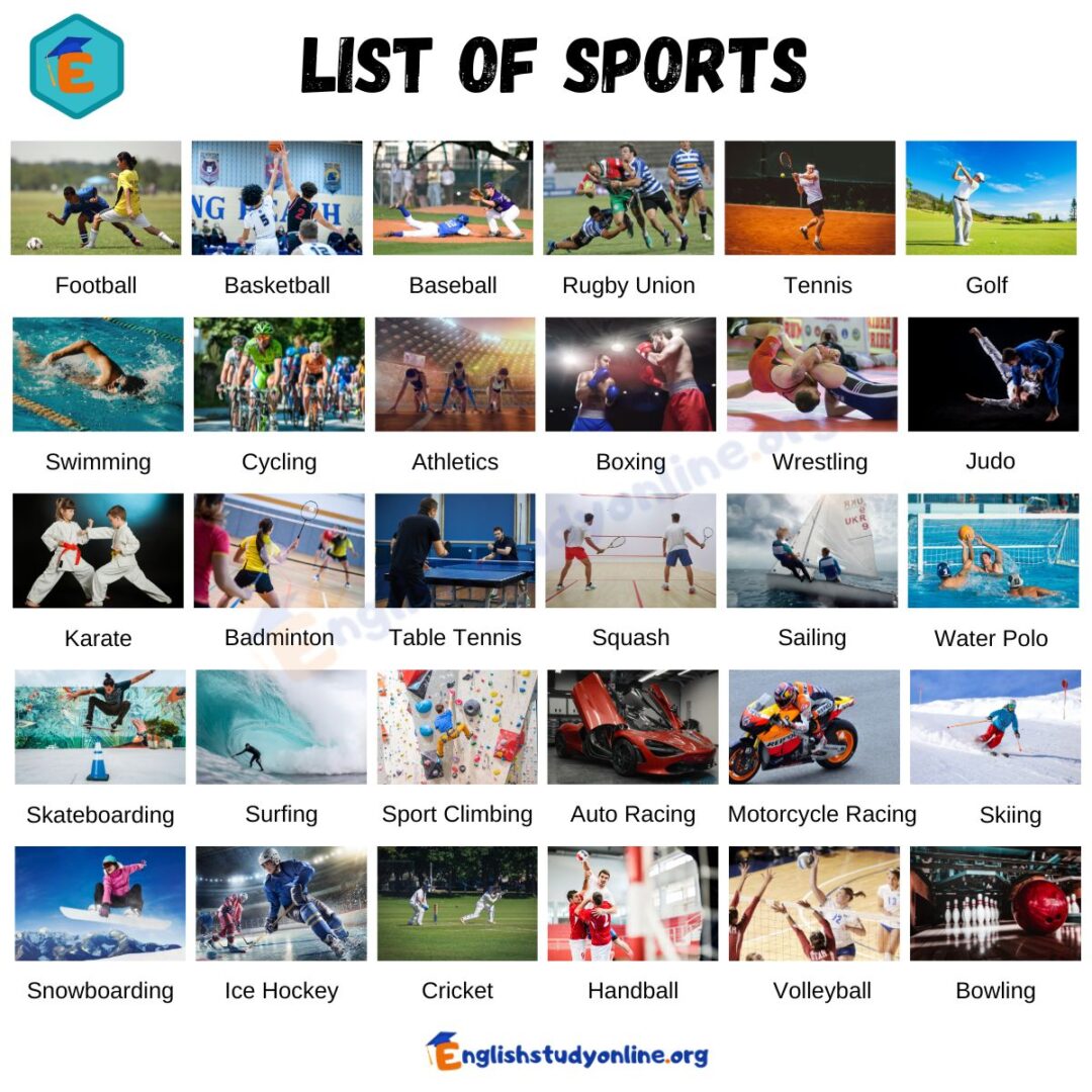 List Of Sports 63 Famous Sports Names Around The World English Study Online