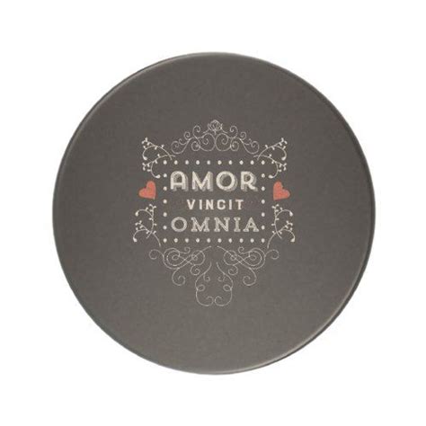 Love Conquers All Latin Vintage Typography Drink Coaster Engagement