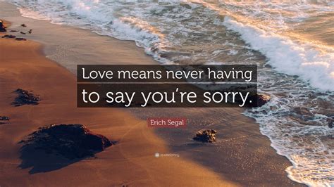 Love Means Never Having To Say You Re Sorry Erich Segal Great Love Quote