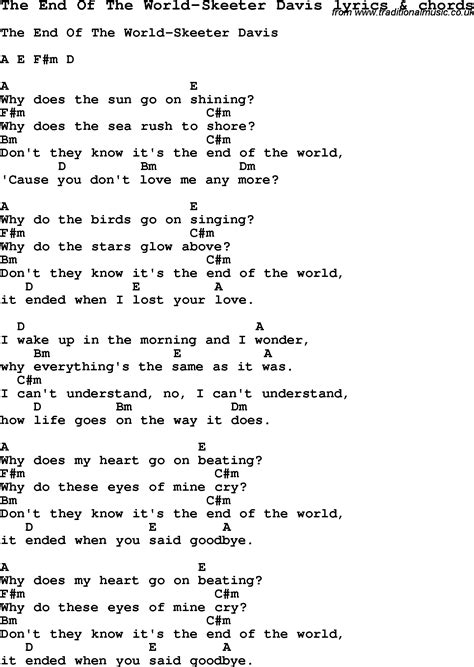 Love Song Lyrics For The End Of The World Skeeter Davis With Chords