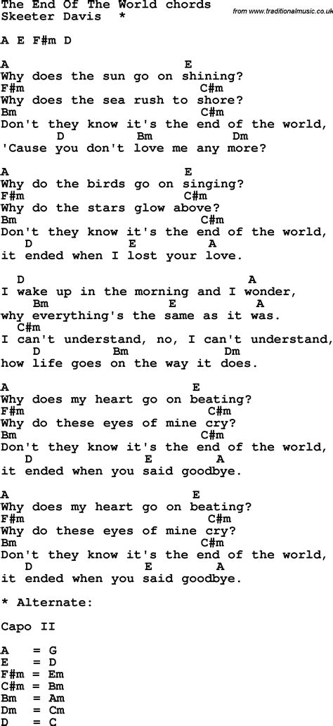 Lyrics Of End Of The World