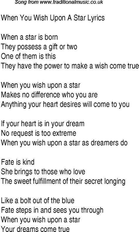 Lyrics Of Wish Upon A Star