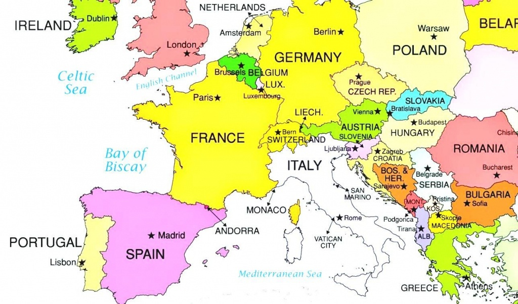 Map Of Europe Labeled With Capitals Adams Printable Map