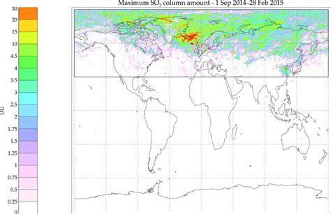 Map Showing The Maximum Of The So 2 Column Amount In Dobson Units Du