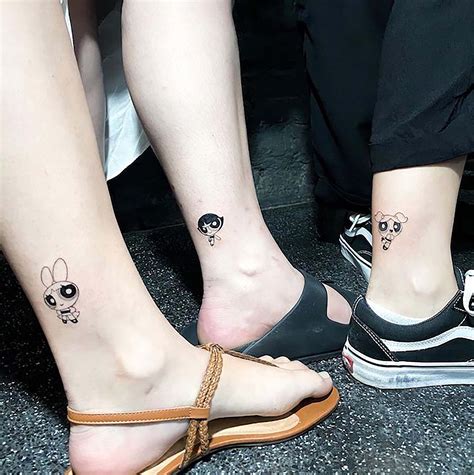 Matching Friendship Tattoo The Powerpuff Girls Ankle Fake Etsy