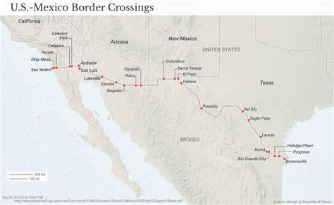 Mexican Border Crossing Map