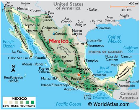 Mexico Map Mexico Map Terrain Area And Outline Maps Of Mexico Usa And