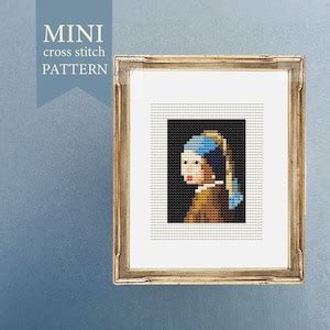 Mini Masterpieces Cross Stitch Pattern Tiny Art Girl With A Pearl