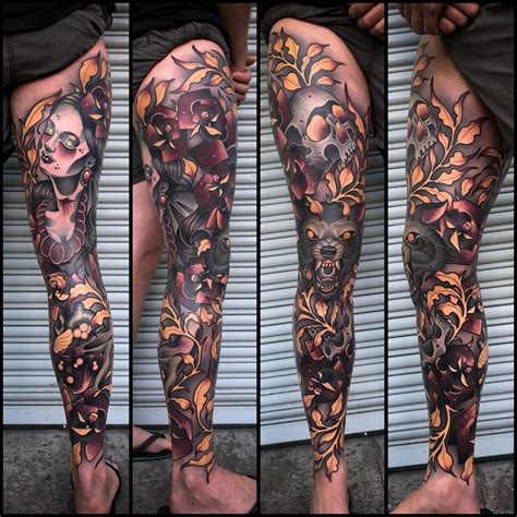 My Leg Sleeve By Matt Curzon Out Of Best Leg Tattoos Leg Tattoo