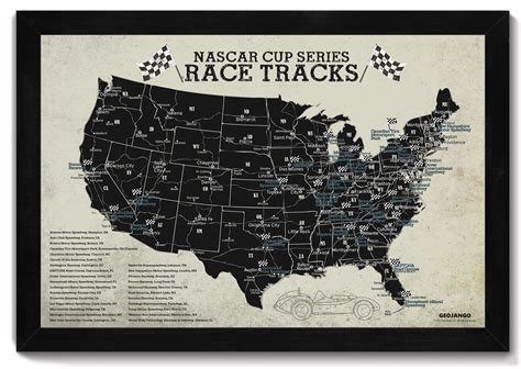 Nascar Race Tracks Map Vintage Edition Pin Map Or Map Etsy Nascar Race Tracks Pin Map