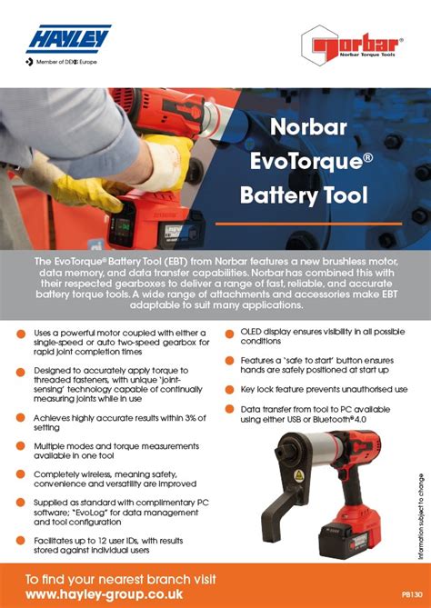 Norbar Evotorque Battery Tool Ebt Hayley Group