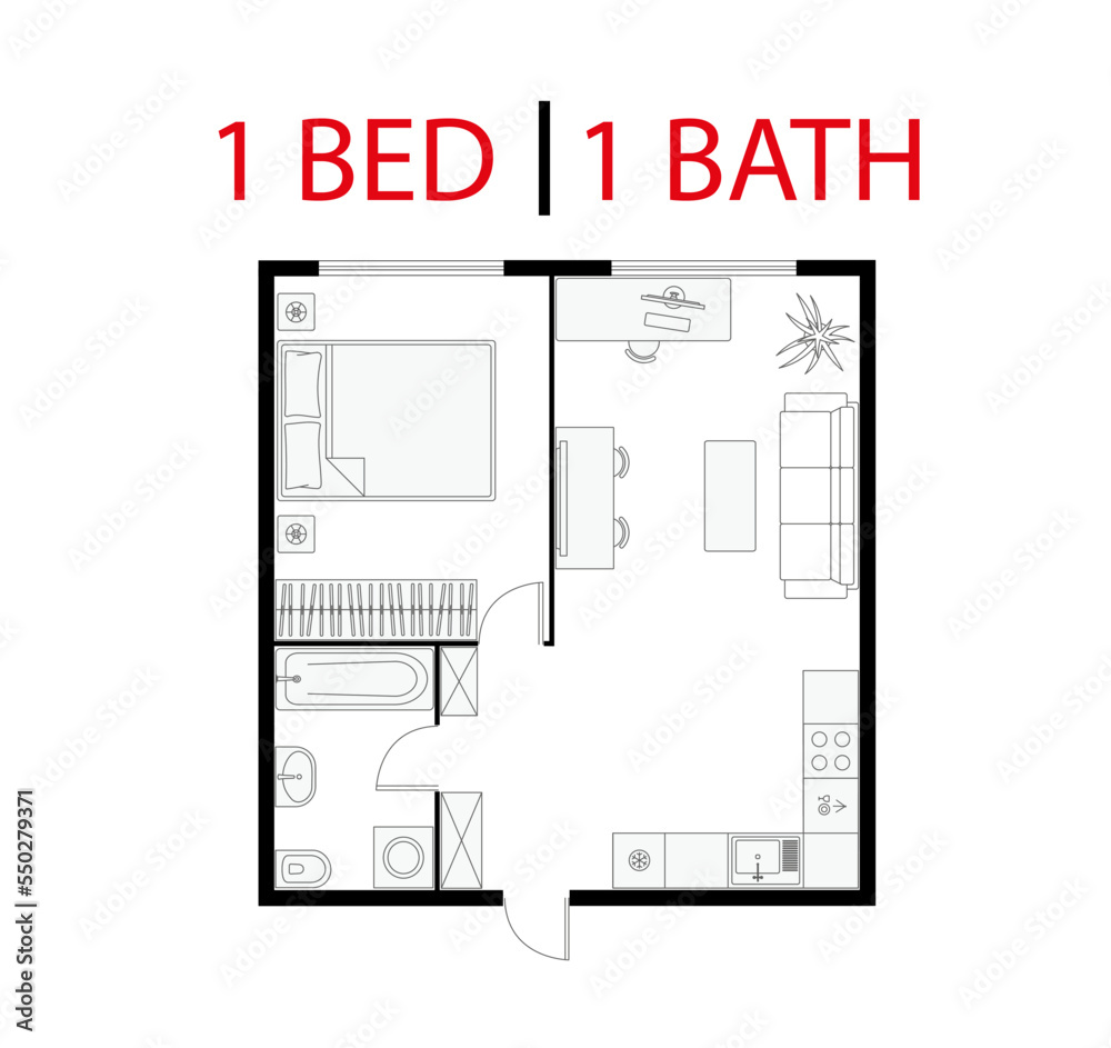 One Bedroom One Bathroom Apartment