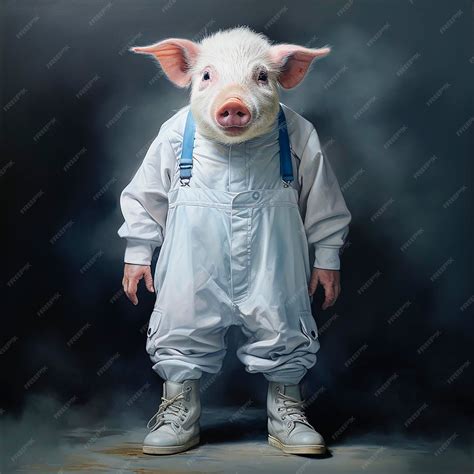 Premium Photo Man With A Pigs Head Humanpig Hybrid Portrait Closeup