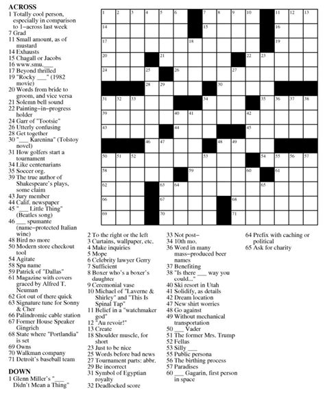 Printable Wall Street Journal Crossword Puzzle Printable Jd