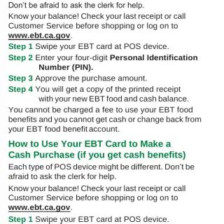 Pub 389 California Electronic Benefit Transfer Ebt Card How To