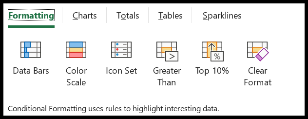 Quick Analysis Tool On Excel