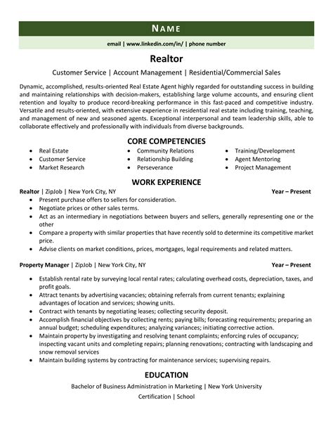 Realtor Resume Example 3 Expert Tips Zipjob