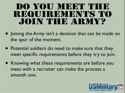 Requirement To Join The Army