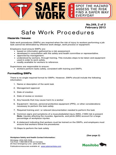 Safe Work Procedure Template Pdf Pdf