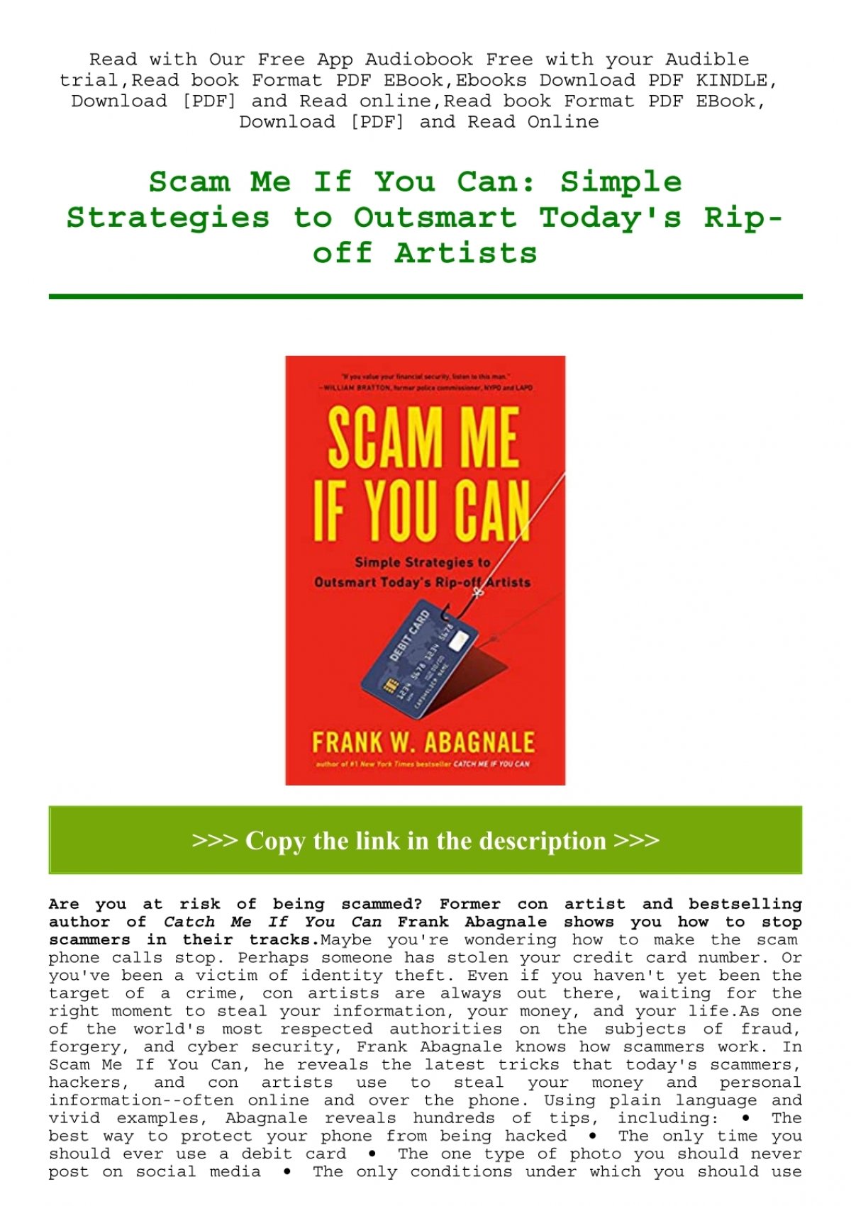 Scam Me If You Can Simple Strategies To Outsmart Today S Rip Off