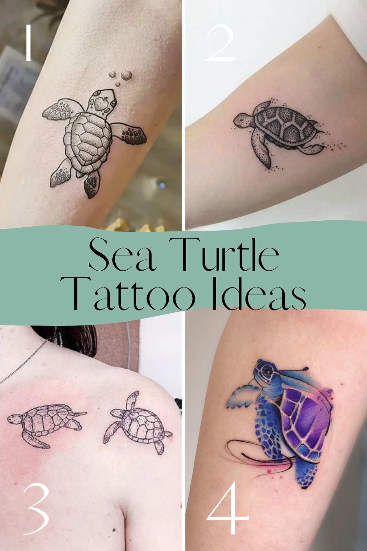 Sea Turtle Tattoo With Flowers