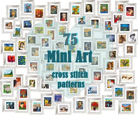 Set Of 75 Mini Art Cross Stitch Patterns Mini Masterpieces Etsy