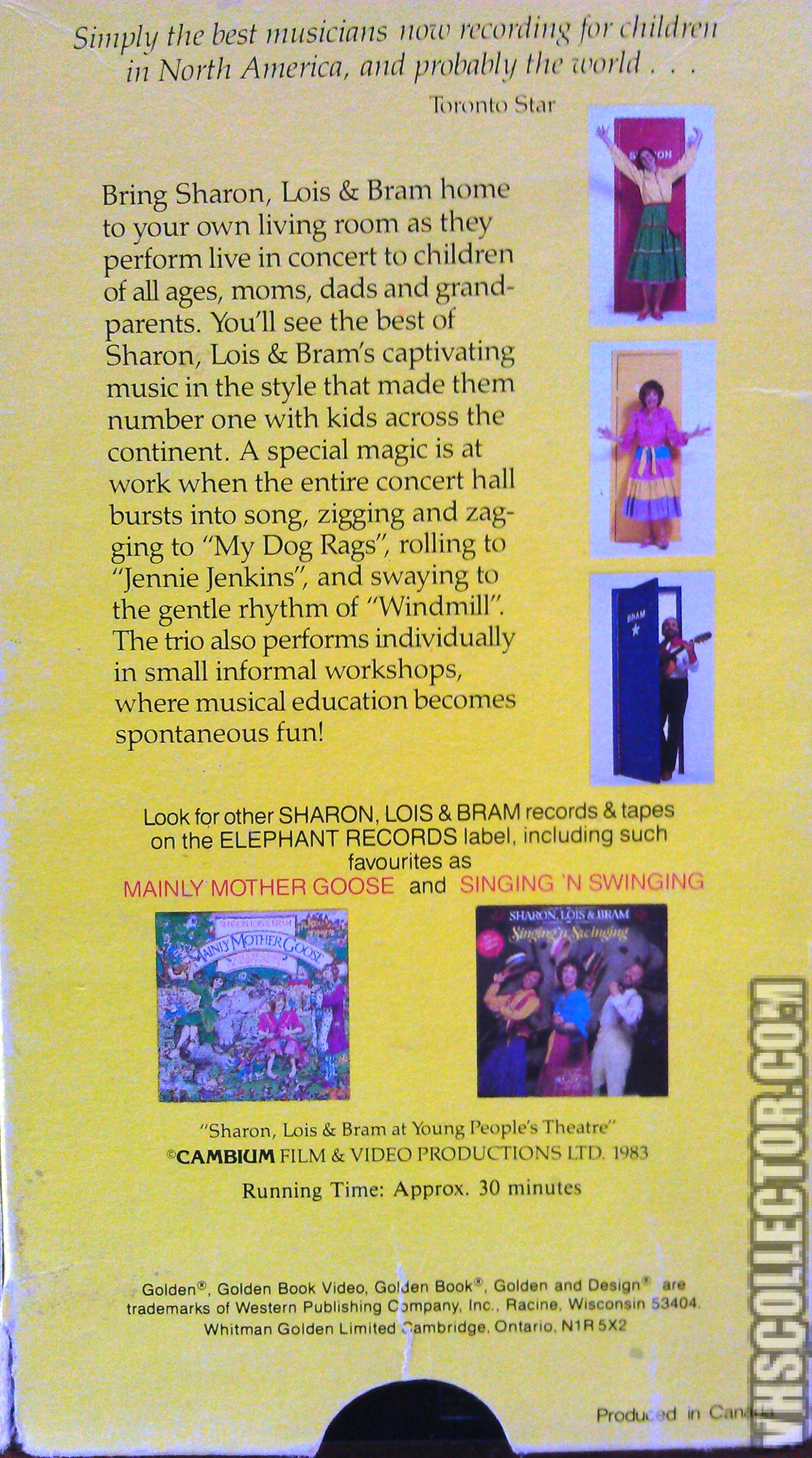 Sharon Lois Bram Live At Young People S Theatre Vhscollector Com