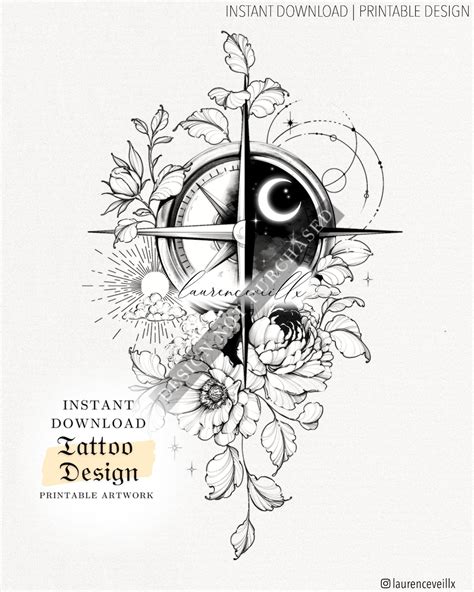 Sleeve Tattoo Design For Women Tattoo Drawing Stencil Etsy