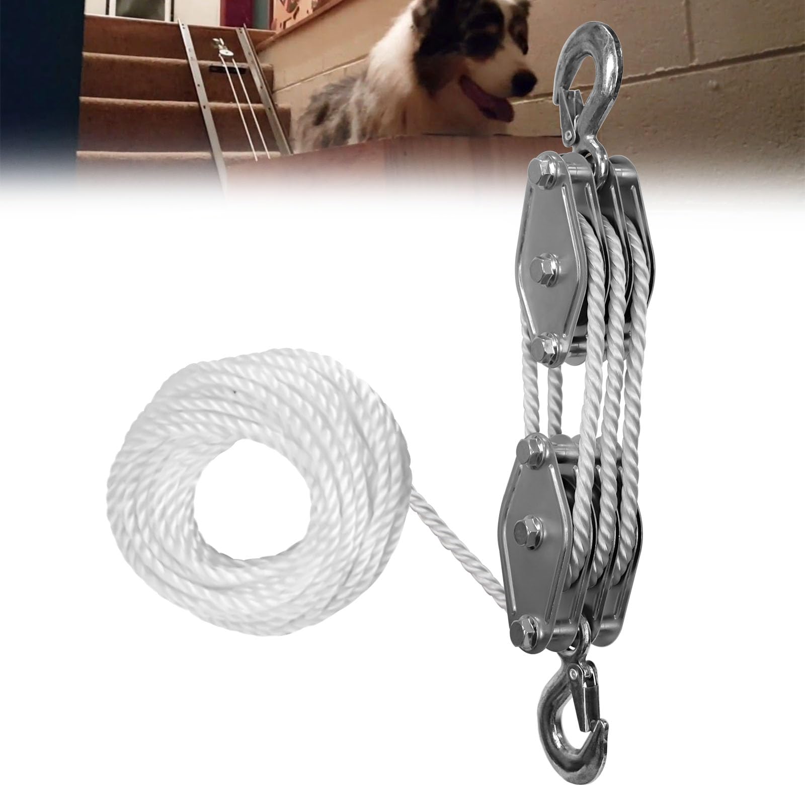 Snapklik Com Block And Tackle Pulley System For Lifting Objects Sob 4000Lb Breaking Strength