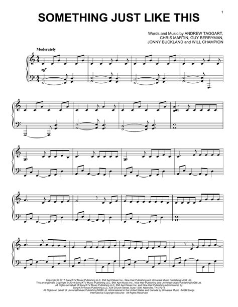 Something Just Like This The Chainsmokers Coldplay Sheet Music