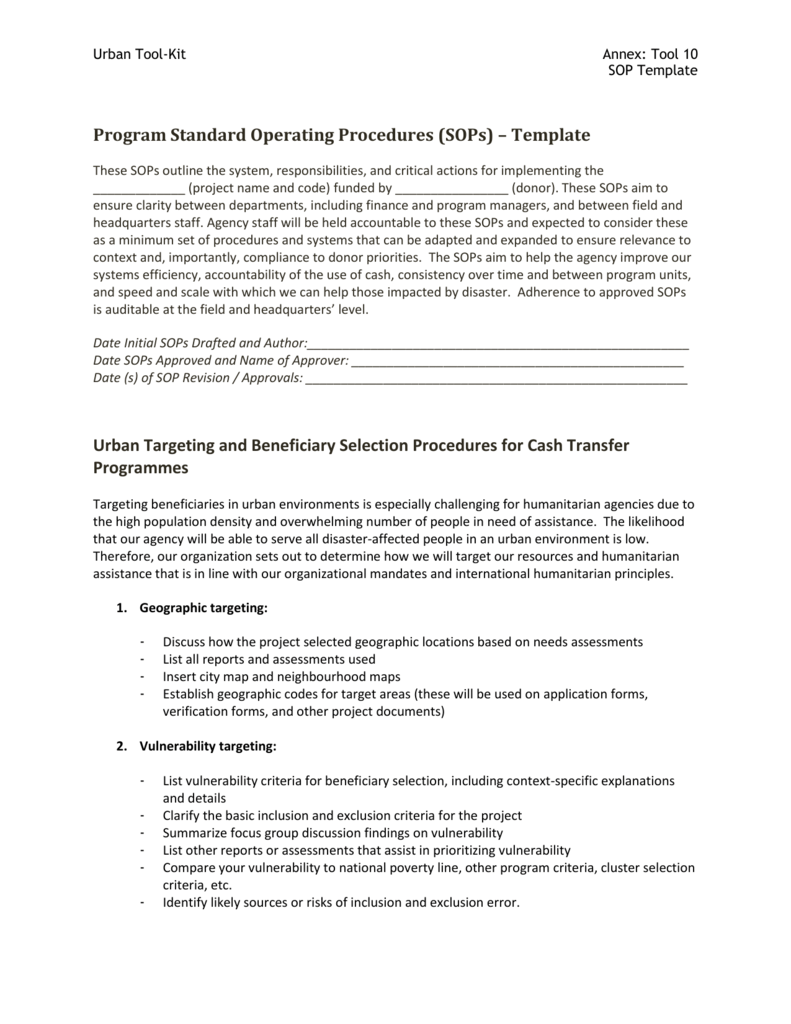 Sop Project Management Template