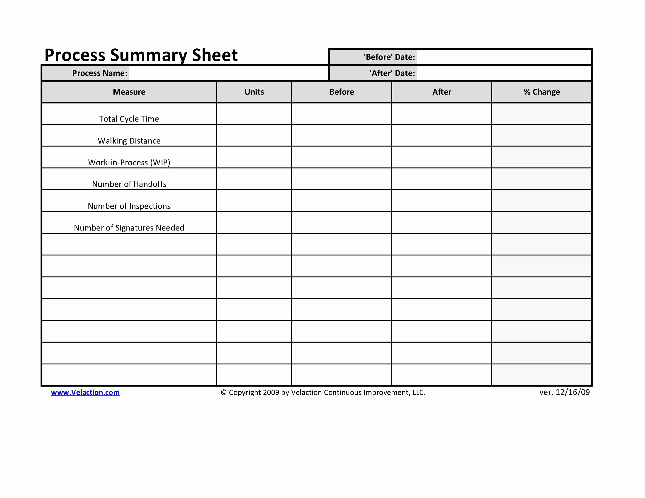 Standard Work Sheet Free Blank Form