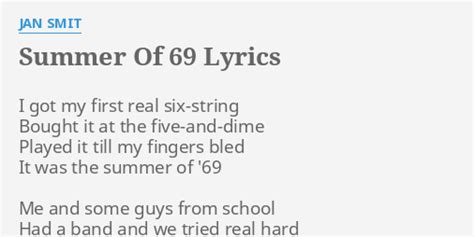 Summer Of 69 Lyrics By Jan Smit I Got My First