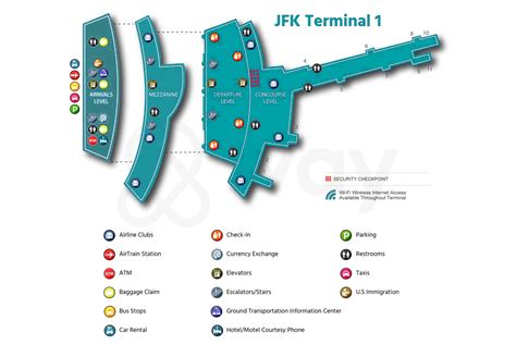 Terminal 1 Map John F Kennedy International New York Jfk