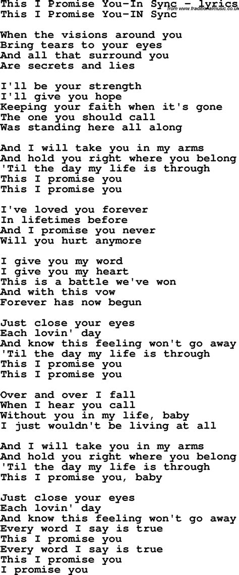 This I Promise You Lyrics Pdf