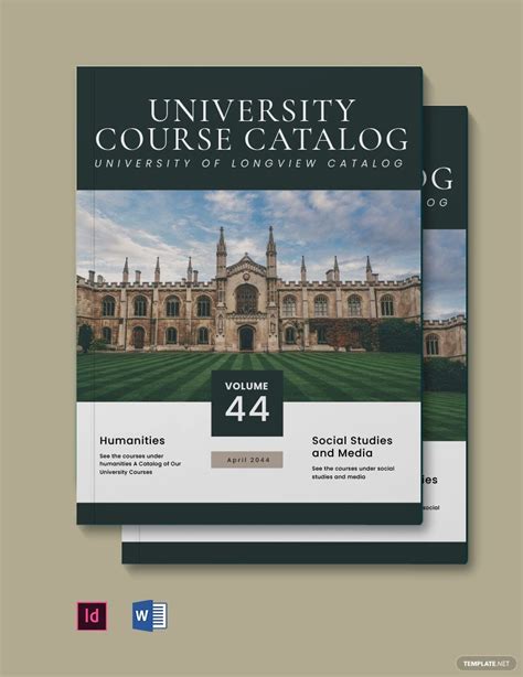 University Course Catalog Template In Indesign Word Pdf Download