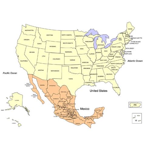 Usa And Mexico Powerpoint Map Editable States Clip Art Maps