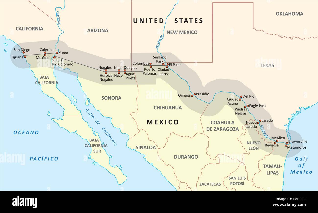 Mexico And America Border Map - IMMUNO ONCOLOGY