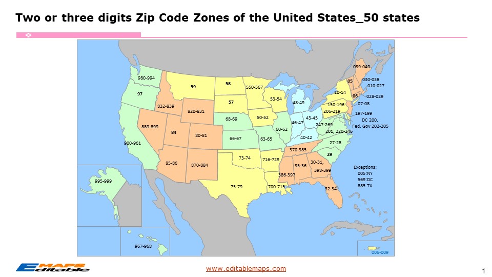 Usa Zip Code And State Maps Editable Maps Of America