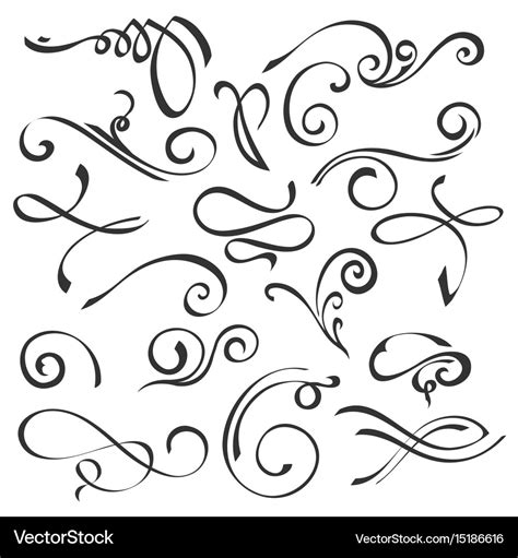 Vector Set Of Swirl Elements For Design Calligraphic Vector With