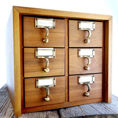 Vintage Library Card Catalog 6 Drawer Wooden Apothecary