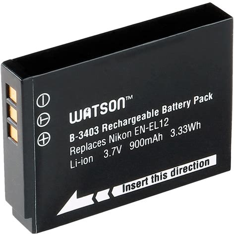 Watson En El12 Lithium Ion Battery Pack 3 7V 900Mah B 3403