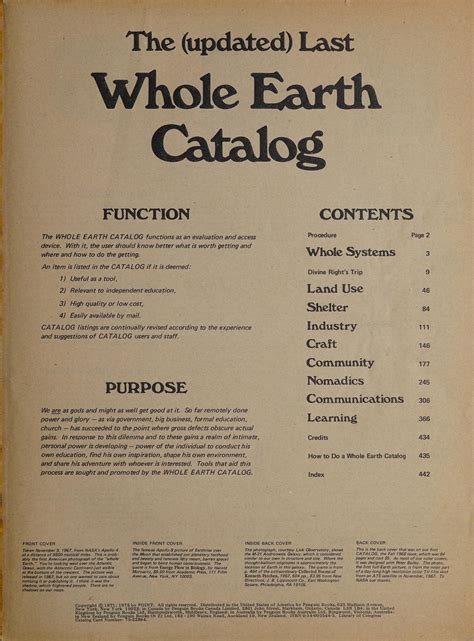 Whole Earth Index The Updated Last Whole Earth Catalog June 1975