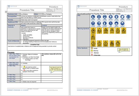 Work Procedure Template Techwriting