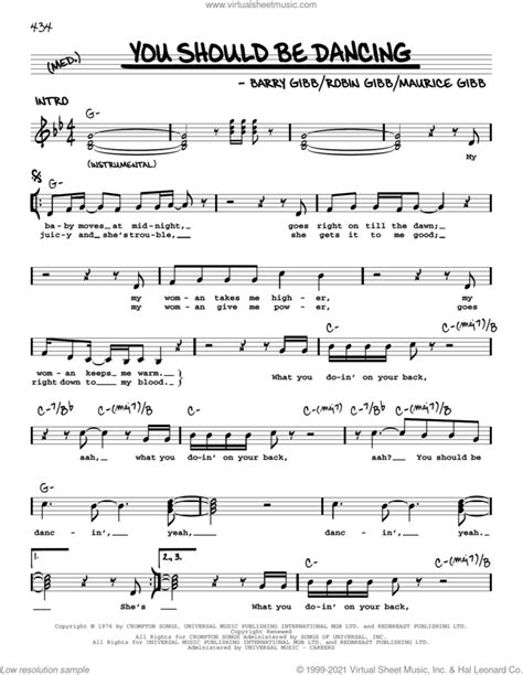 You Should Be Dancing Sheet Music Real Book With Lyrics Pdf