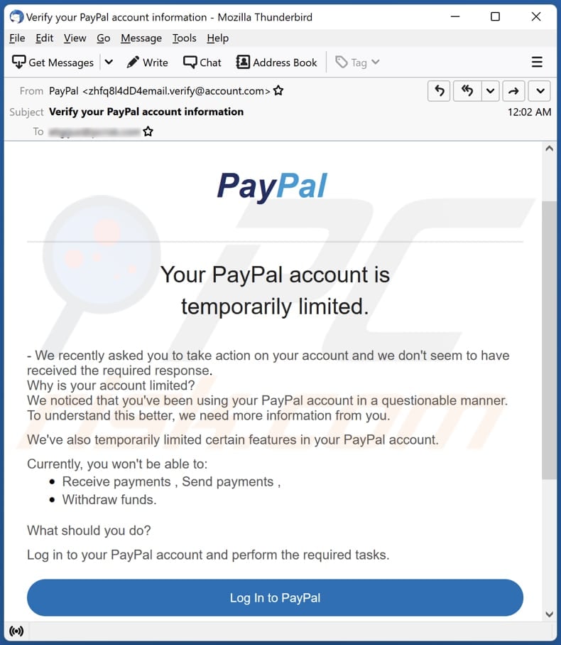 Your Paypal Account Is Temporarily Limited Email Scam Removal And